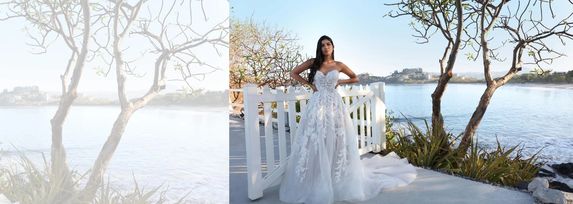 Model wearing a Bridal collection Dress by Flora