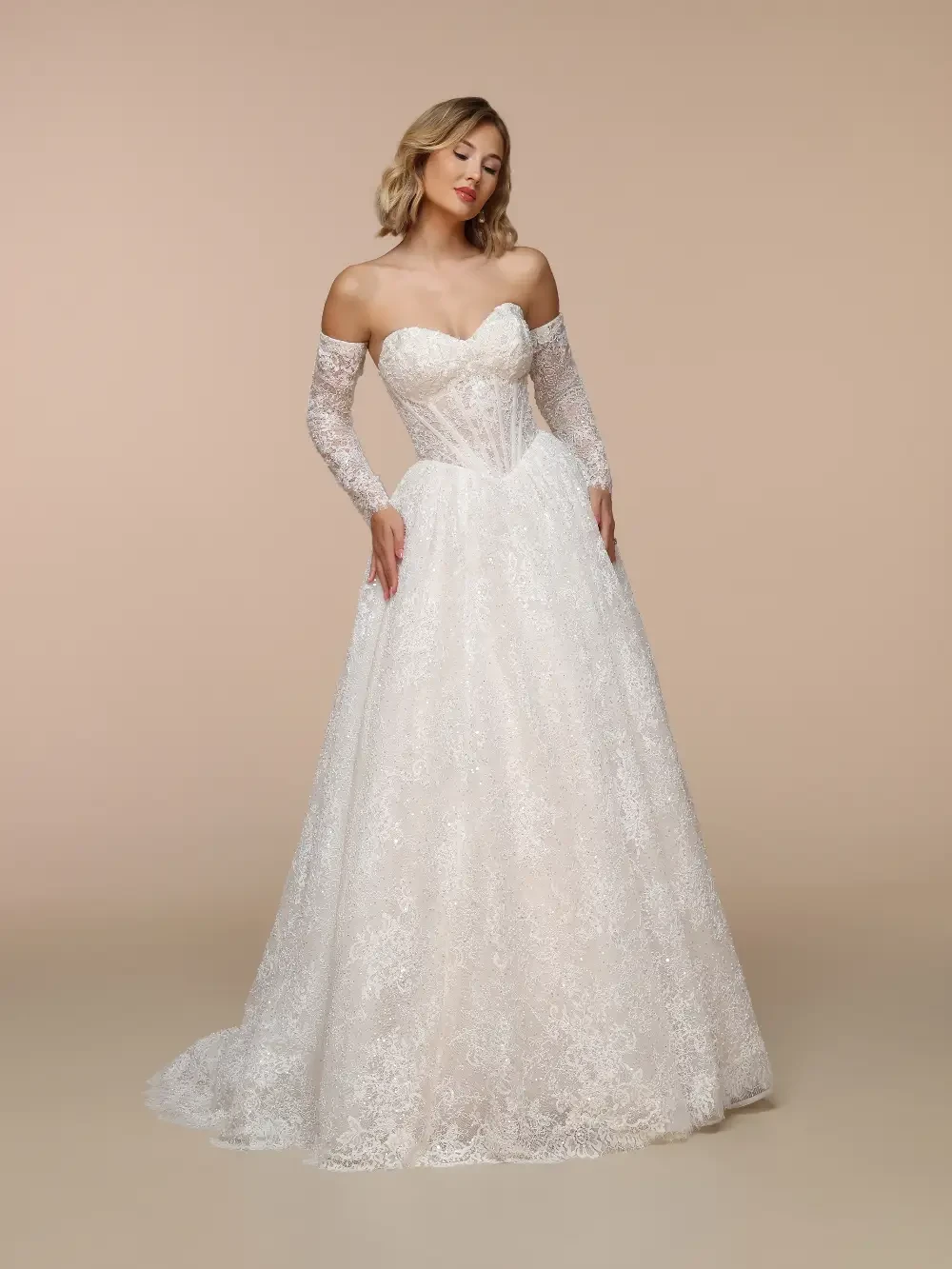 Photo of Model wearing a Bridal Collection White Gown by Davinci Bridal